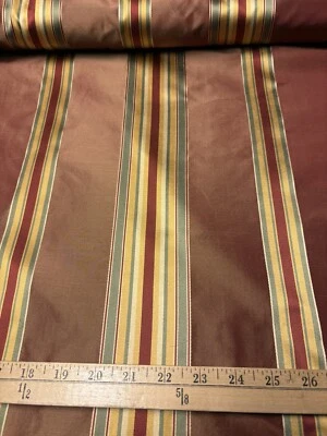 Multi Color Striped 100% Silk Taffeta Fabric 54” Wide BTY - Image 1 of 4