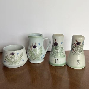 Buchan Portobello Stoneware Thistleware Scotland Sugar Creamer Salt Pepper Lot 4 - Picture 1 of 7