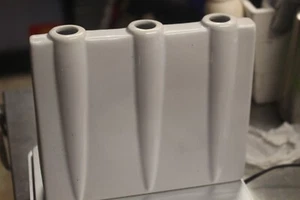 Elegant Ceramic Triple Play Square  Bud Vase - 8" CASE of Eight Units - Picture 1 of 15