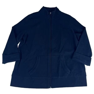 Kim Rogers Full Zip Jacket Women's M Blue Cotton Blend Pockets Stand Up Collar - Picture 1 of 4