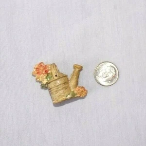 Miniature Country Flower Garden Watering Can Magnet Resin 1.25" Pink Cream - Picture 1 of 2