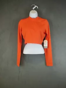Vuori Shirt Womens Medium Orange Dune Crop Grapefruit Long Sleeve Athletic Gym - Picture 1 of 11