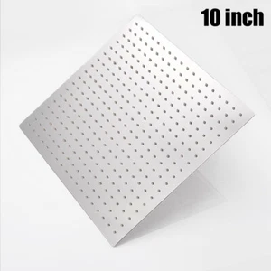 Cabezal de ducha de lluvia cuadrado ultra delgado de acero inoxidable cromado de 10 pulgadas - Imagen 1 de 7