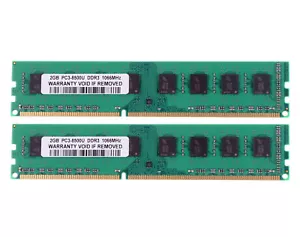 4GB 2X 2GB PC3-8500U DDR3-1066MHz 2RX8 240Pin DIMM Desktop Memory RAM Unbuffered - Picture 1 of 10