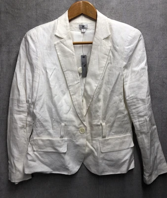 Blazer Worthington Talla 12 Blanco Lino Carrera Trabajo Negocios Nuevo con Etiquetas Foto 1 de 4
