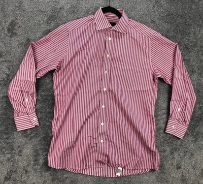 Eton Shirt Mens 16 41 Large Red White Striped Contemporary Fit Dress Cotton - Image 1 of 4