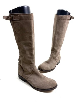 Botas de montar planas hasta la rodilla de gamuza marrón con hebilla única talla 38 Jil Sander Foto 1 de 4