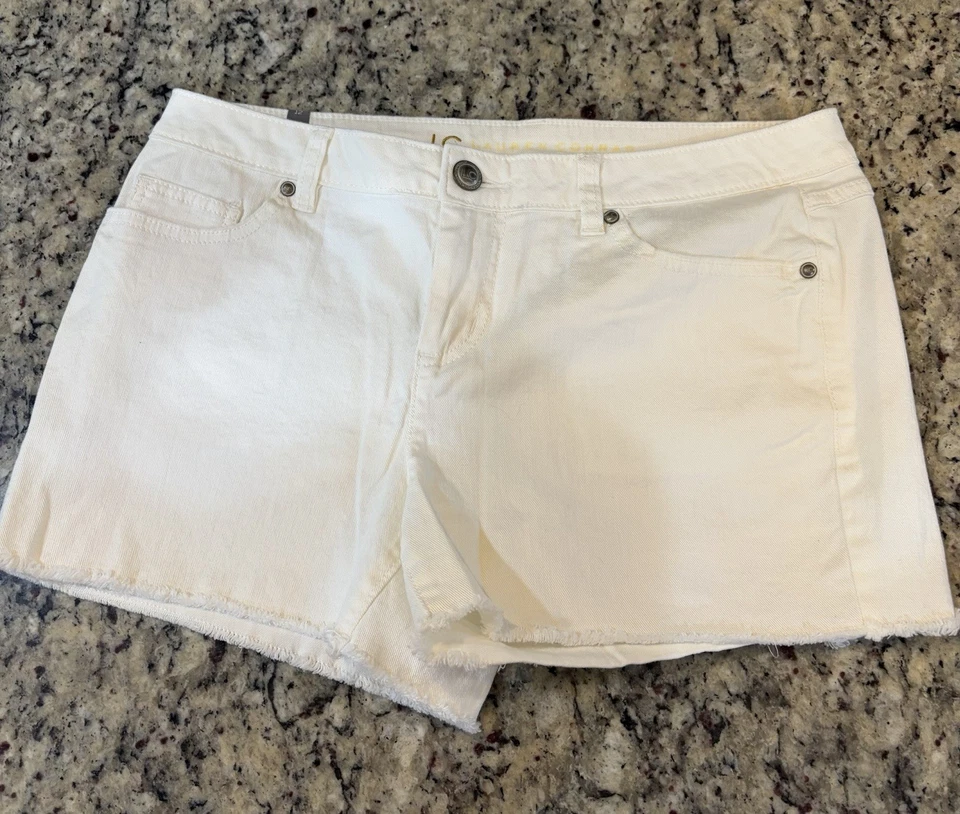 Pantalones cortos de jean para mujer LC Lauren Conrad crema talla 12 Foto 1 de 4