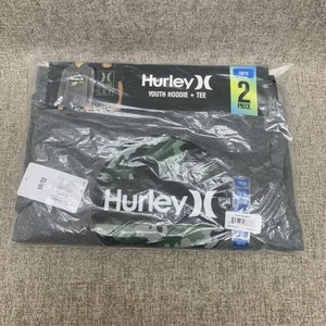 HURLEY 2 Piece Hoodie & Cotton T Shirt Set Gray Sweatshirt 10/12 - Picture 1 of 4