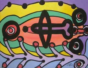 DEUS PHALLI - Franz BLANK - Grande pittura acrilica POP-ART - firmata 2003 VISIONI - Foto 1 di 1