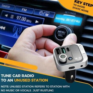 Bluetooth 5.3 FM Transmitter For Car 48W PD & QC 3.0 Charger Adapters 2024 Z0U4 - Picture 1 of 11
