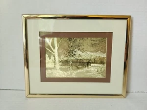 Vintage Manifestationen optische illusionäre Kunst Foliendruck goldbedeckte Brücke - Bild 1 von 7