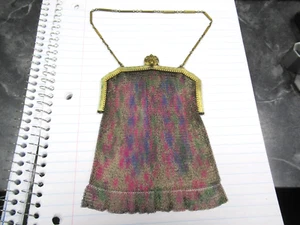 Art Deco 1920s Whiting & Davis Mesh Bag Enamel Chainmail Pastels Design - Picture 1 of 17