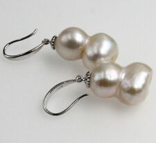 huge baroque white keshi reborn pearl dangle earrings 925 silver stud