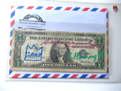 A. WARHOL/K. HARING/J.M. BASQUIAT: 1 Dollar 3x ORIGINAL SIGNIERT, AMTL. ST. 1977 - Bild 1 von 4