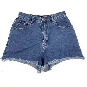 Vintage 90s Y2K Route 66 Medium Wash High Rise Cut-off Denim Shorts 9/10 25x3.5" - Picture 1 of 12