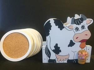 Cow Coaster Holder with 6 Coasters - Picture 1 of 5