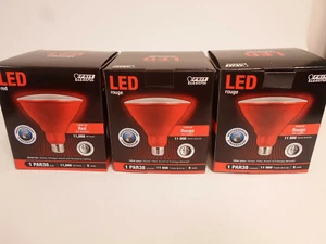(3) LED RED PAR38 FLOOD LIGHT WEATHERPROOF Indoor Outdoor Bulb Feit Electric - Picture 1 of 2
