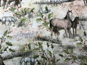 Holiday Horses Mare and Colts Fabric Pasture Horses BTFQ OOP - Bild 1 von 3