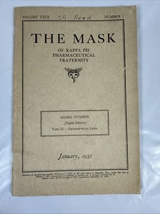 Vintage Vierteljährliches Magazin The Mask Of Kappa Psi Pharmaceutical Fraternity, Januar 1932 - Bild 1 von 18