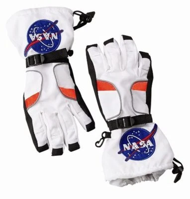 Pequeños guantes blancos con puño elástico para vestir a astronauta parches de la NASA Foto 1 de 3