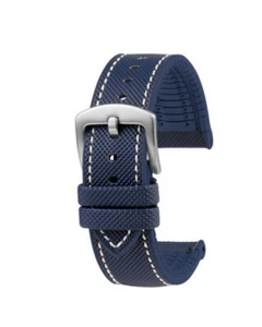Premium Hybrid Silikon-Nylon Uhrenarmband Modell Isidor blau-WN 19 mm - Picture 1 of 3