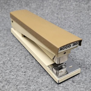 Vintage Acco 30 Stapler Beige Brown Heavy Duty Metal Made in Chicago, USA 7" - Picture 1 of 14