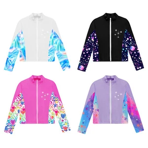 Kids Girls Activewear Snowflake Sweatshirt Stage Performance Sport Tops Sparkly - Picture 1 of 43