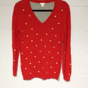 J. Crew weicher Damenpullover Größe M Rotgold Tupfen Merinowollmischung Pullover - Bild 1 von 6