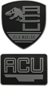 Isla Nublar Jurassic ACU Security Division Patch  -2PC PVC RUBBER - HOOK BACKING - Picture 1 of 1