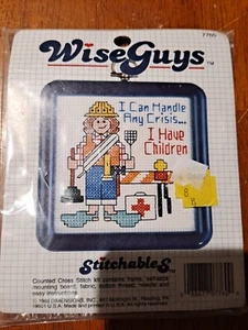 1988 Wise Guys I Can Handle Any Crisis I Have Children Cross Stitch Kit  - Picture 1 of 2