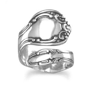 Oxidized Spoon Ring 925 Sterling Silver Adjustable Size - Picture 1 of 4
