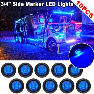 10x Mini Blue LED 12V 3/4" Round Side Marker Light Truck Trailer Clearance Light - Foto 1 di 8