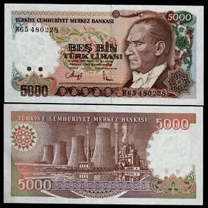 Turkey 5000 LIRA P-198 1970 x 50 Pcs Lot BUNDLE Thermal Power UNC TURKISH NOTE - Picture 1 of 3