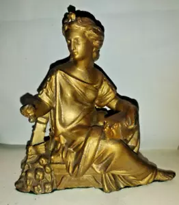 ANTIQUE AMERICAN STATUE SEATED ROMAN LADY A.M.W.F. NY MANTLE CLOCK TOPPER c.1880 - Picture 1 of 9