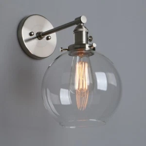 7.9" Retro Industrial Globe Clear Glass LampShade Up Down Wall Sconce Bar Light - Picture 1 of 23