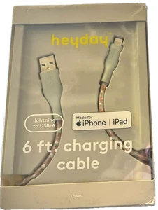 Heyday 6ft charging cable braided pink-blue Lightning to USB-A MFi certified - Picture 1 of 3