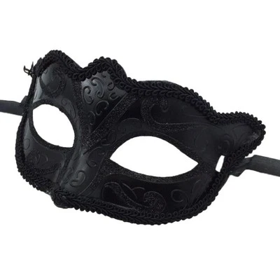 1pc Women Mens Masquerade Ball Mask  Party Eye Mask Black - Image 1 of 3