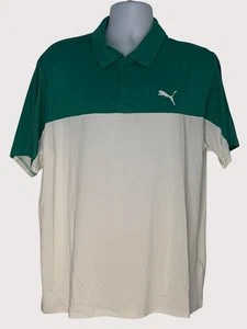 Puma Mens Sz XL Colorblock Polo Golf Shirt Casual Sportswear Green/White - Picture 1 of 10