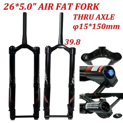26x5.0inch Mountain Bike Front Fork Air Suspension Snow Fat Tire Bicycle Forks - Image 1 of 4
