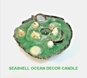 Vintage Seashell Sand Cast Candle - Round ~5½” Ocean Decor Textured - Picture 1 of 7