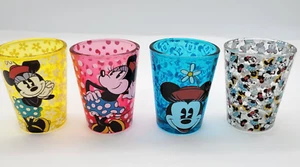 Disney Minnie Mouse Set Of 4 Shot Glasses 1.5 oz Multicolor Excellent - Picture 1 of 3