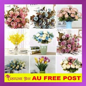 2pcs Bouquet Artificial Flowers Rose Tulip Camellia Orchid Peony Lilac Party AU