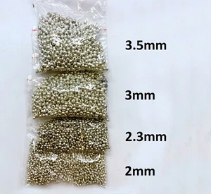 50 Stück Perlen für Fliegenbinden, Vermessingt, Silber, 2mm, 2.3mm, 3mm, 3,5mm - Bild 1 von 5