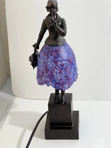 Bronze & Hand Blown Glass Statue Of An Antique Victorian Lady With Light. - Picture 1 of 10