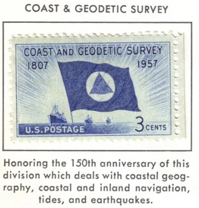 US 1957 Coast & Geodetic Survey 150th Anniversary Stamp, New, Hinged - Picture 1 of 1