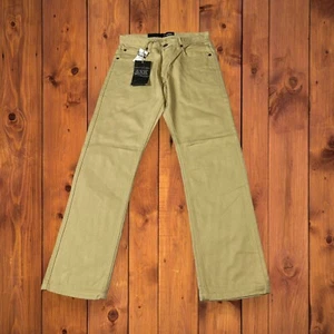NWT Mens 32x33 Ramie/Cotton Khaki Straight Leg Denim Ask Jeans Y2K - Picture 1 of 7