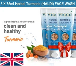 New 3 X 70g Vicco Turmeric Herbal Haldi Skin brightening cream base face wash UK - Picture 1 of 5