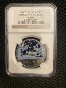 2010 Vancouver Canucks Coloured 50 Cents Coins - RCM NGC MS 67 - Picture 1 of 2
