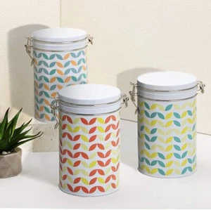 Set of 3, 50 oz Kitchen Canister Jars Container with Airtight Metal Clamp Lid - Picture 1 of 6